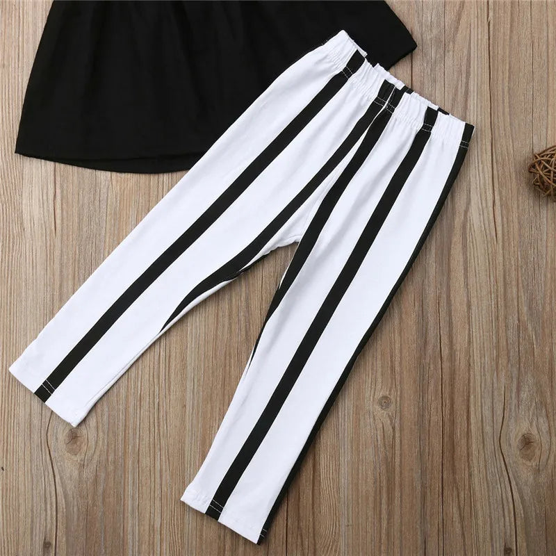 1-6T Fashion Summer Clothing Girl Strap Tops+Striped Pants Toddler Outfits Girls Clothes Sets