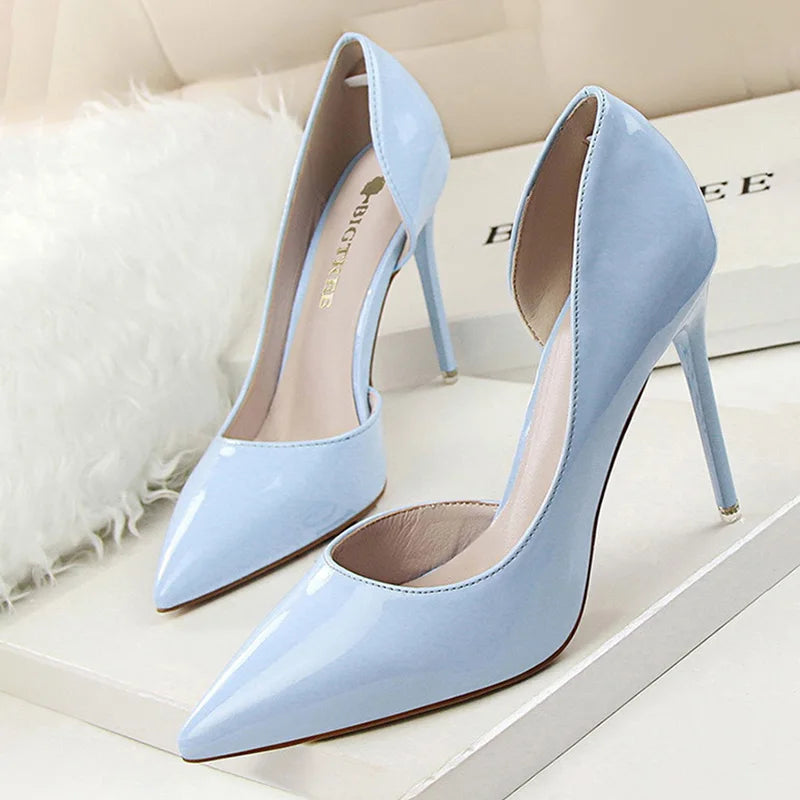 BIGTREE Shoes Patent Leather Heels 2023 Fashion Woman Pumps Stiletto Women Shoes Sexy Party Shoes Women High Heels 12 Colour