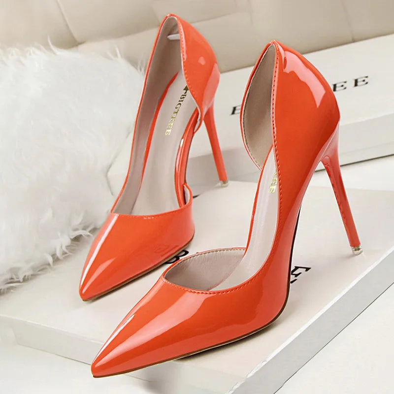 BIGTREE Shoes Patent Leather Heels 2023 Fashion Woman Pumps Stiletto Women Shoes Sexy Party Shoes Women High Heels 12 Colour