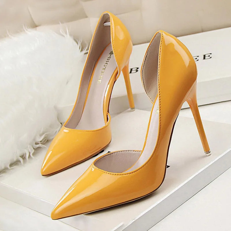 BIGTREE Shoes Patent Leather Heels 2023 Fashion Woman Pumps Stiletto Women Shoes Sexy Party Shoes Women High Heels 12 Colour