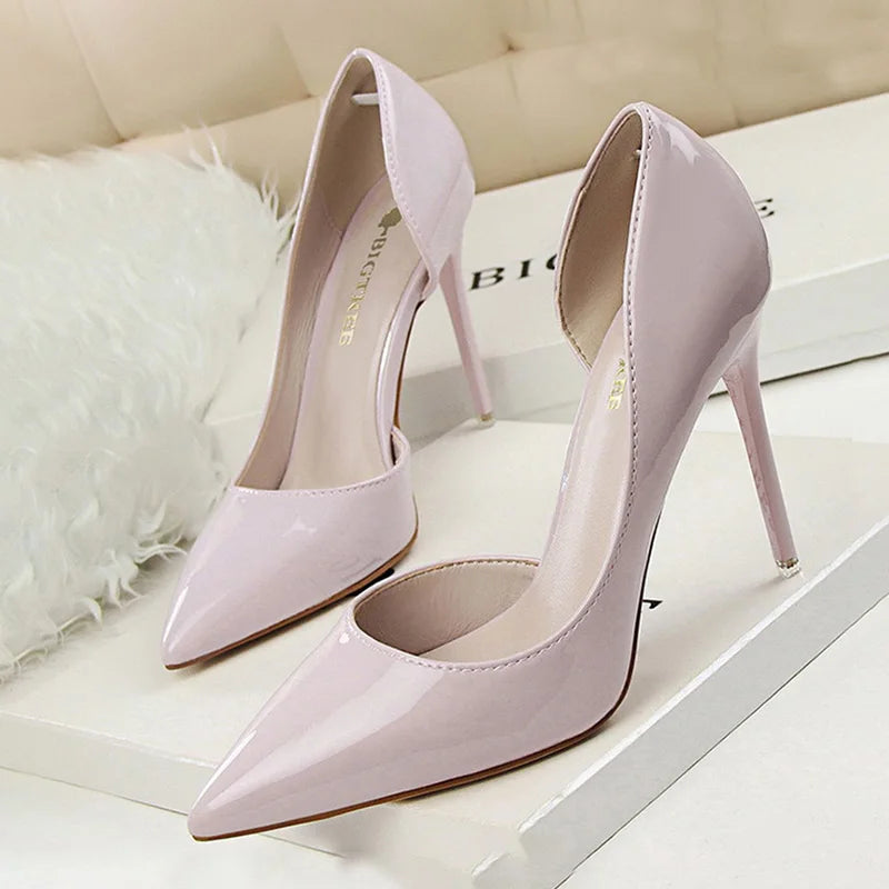 BIGTREE Shoes Patent Leather Heels 2023 Fashion Woman Pumps Stiletto Women Shoes Sexy Party Shoes Women High Heels 12 Colour