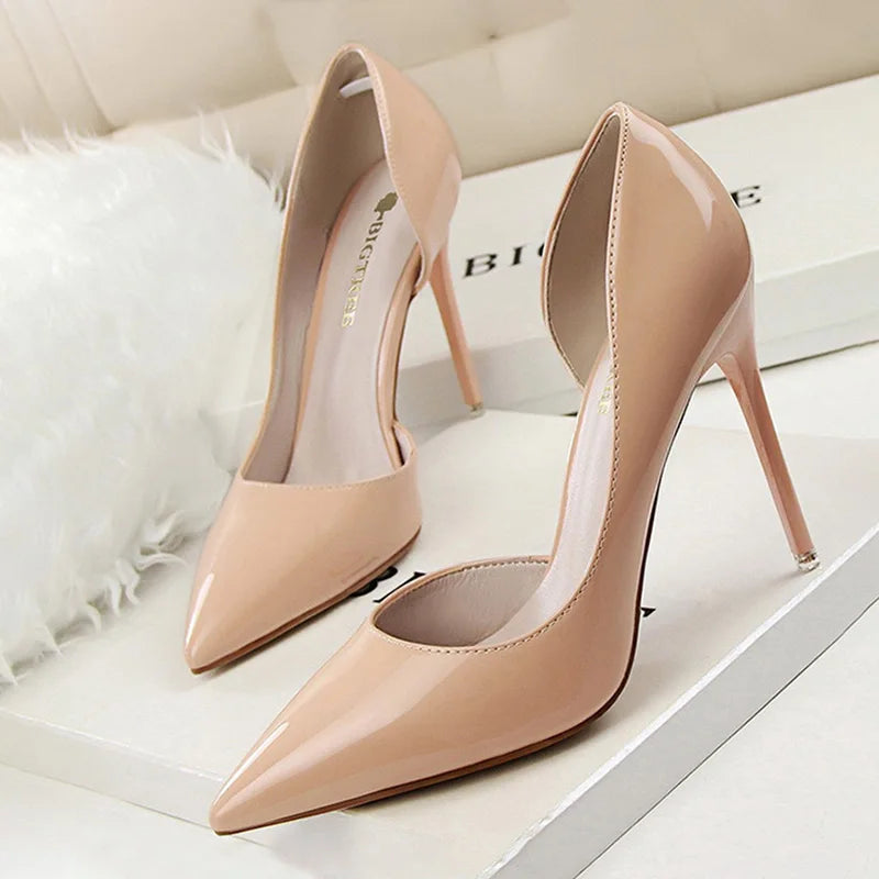 BIGTREE Shoes Patent Leather Heels 2023 Fashion Woman Pumps Stiletto Women Shoes Sexy Party Shoes Women High Heels 12 Colour