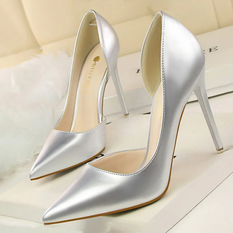 BIGTREE Shoes Patent Leather Heels 2023 Fashion Woman Pumps Stiletto Women Shoes Sexy Party Shoes Women High Heels 12 Colour