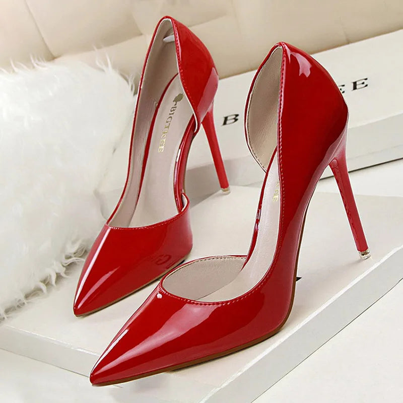 BIGTREE Shoes Patent Leather Heels 2023 Fashion Woman Pumps Stiletto Women Shoes Sexy Party Shoes Women High Heels 12 Colour