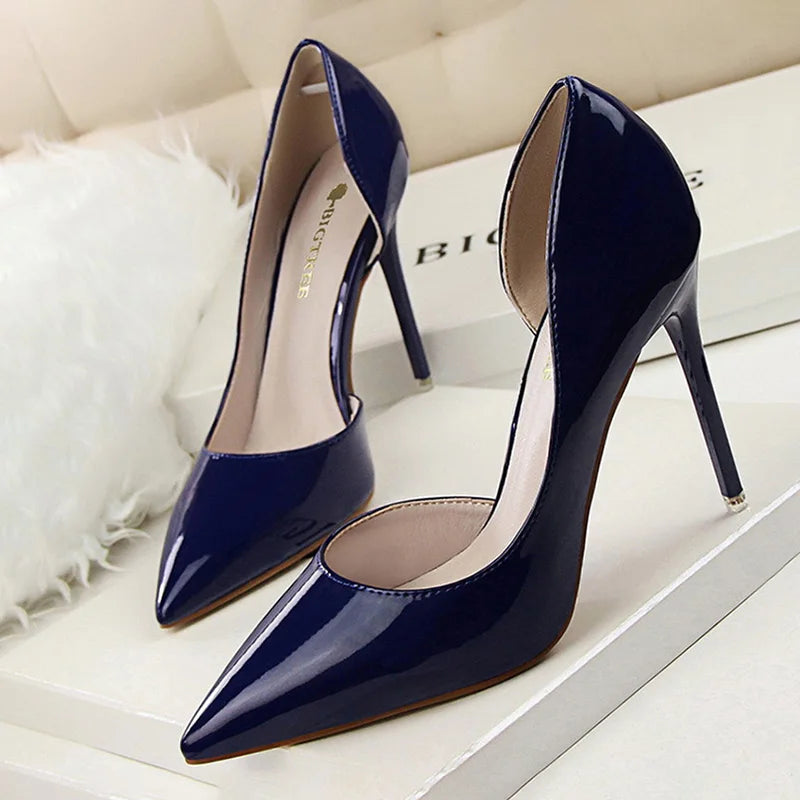 BIGTREE Shoes Patent Leather Heels 2023 Fashion Woman Pumps Stiletto Women Shoes Sexy Party Shoes Women High Heels 12 Colour