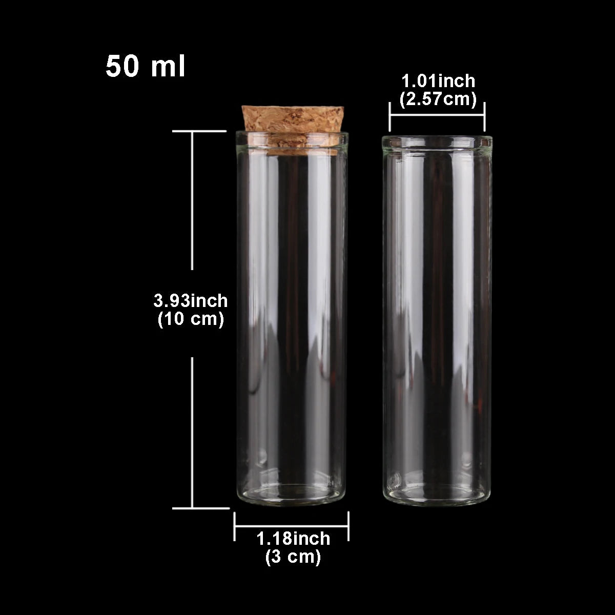 5pcs 50ml 30*100mm Test Tubes Glass bottle with Cork Lids Message Bottles Glass Jars Glass vessels Spice Jars for Art Craft