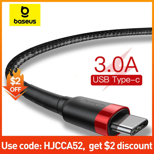 Baseus USB Type C Cable for Samsung S10 S9 Quick Charge 3.0 Cable USB C Fast Charging for Huawei P30 Xiaomi USB-C Charger Wire