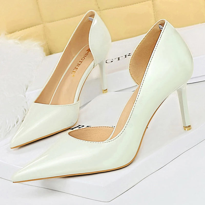 BIGTREE Shoes Patent Leather Heels 2023 Fashion Woman Pumps Stiletto Women Shoes Sexy Party Shoes Women High Heels 12 Colour