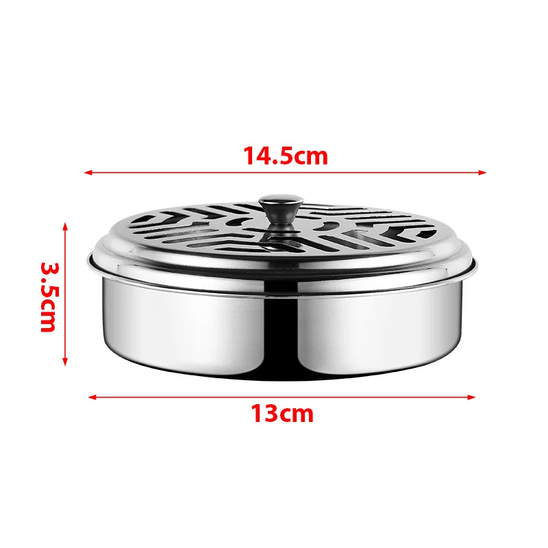 1pc Metal Sandalwood Rack Portable Mosquito Coils Holder With Cover Repellent Incense Plate Tray Anti-mosquito Hotel Home Supply