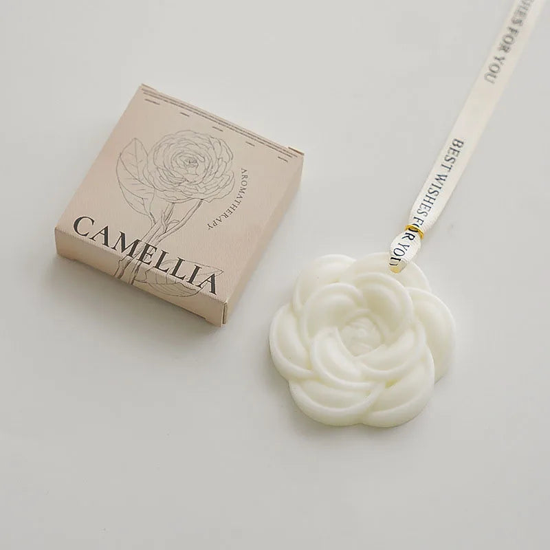 Beautiful White Flower Hanging Air Freshener Perfume, Lasting Solid Fragrance, Aromatherapy Wax Piece, Wedding Gifts