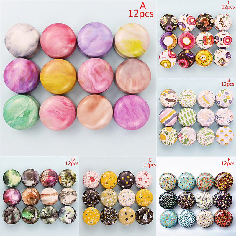 12pcs Mini Elegant Flower Tin Box DIY Candle Jar Balm Round Empty Case Storage