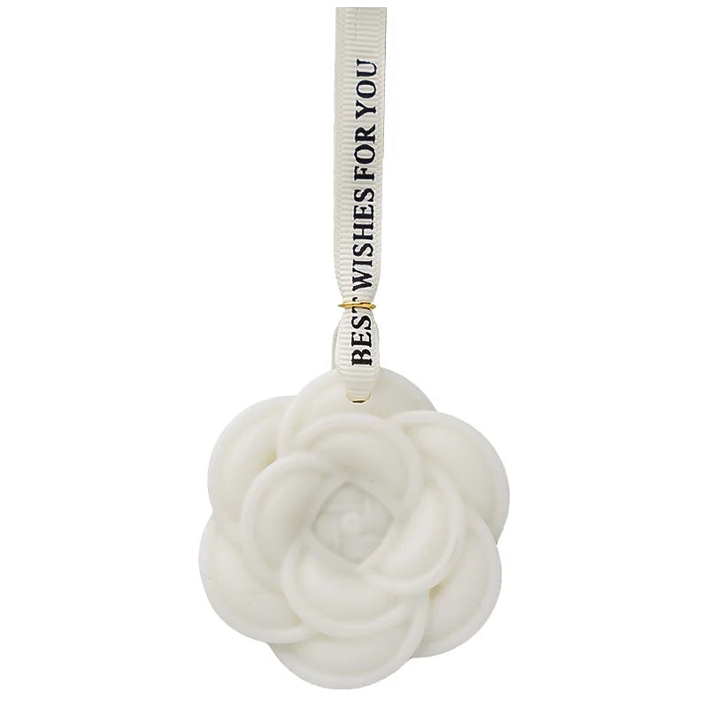 Beautiful White Flower Hanging Air Freshener Perfume, Lasting Solid Fragrance, Aromatherapy Wax Piece, Wedding Gifts