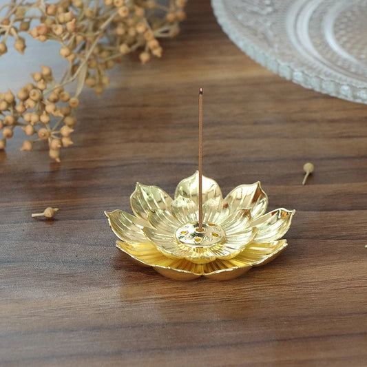 Alloy Incense Burner Stick Holder Buddhism Lotus Line Incense Plate Sandalwood Coil Base Temples Yoga Studios Home Decoration